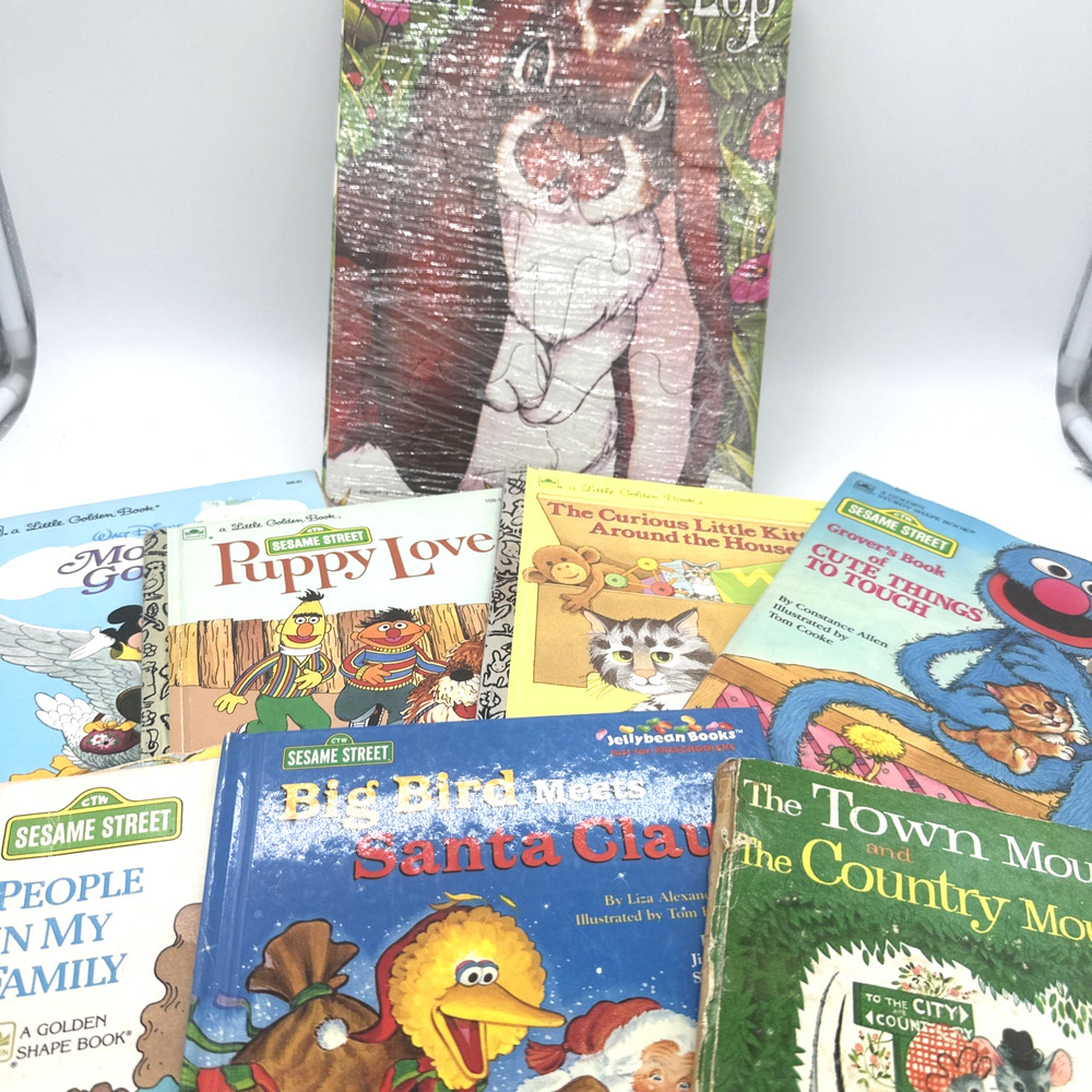 Lot Of 8 Vintage Golden Book Sesame Street Books And One Puzzle
